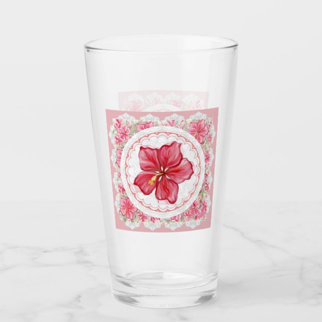 Verre Hibiscus & dentelle RED (Devant)