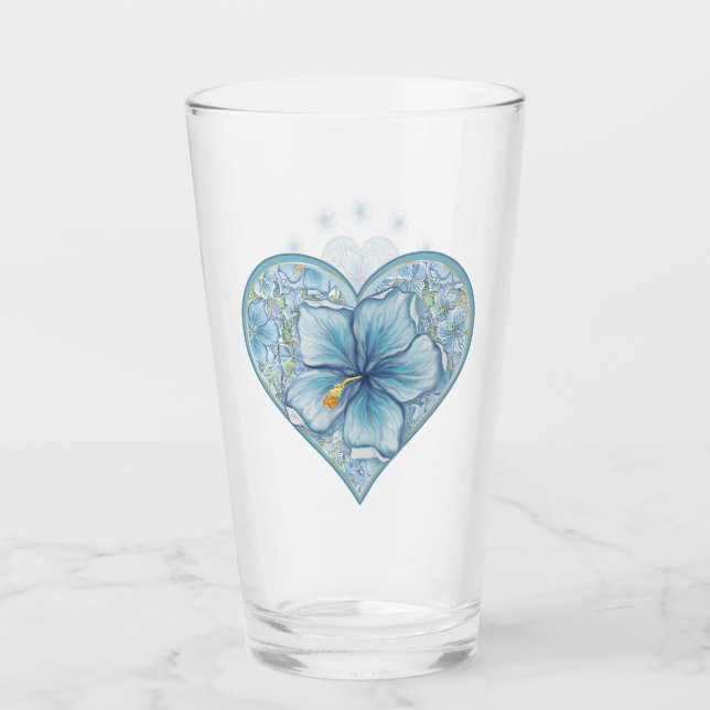 Verre Hibiscus & dentelle TURQUOISE (Devant)