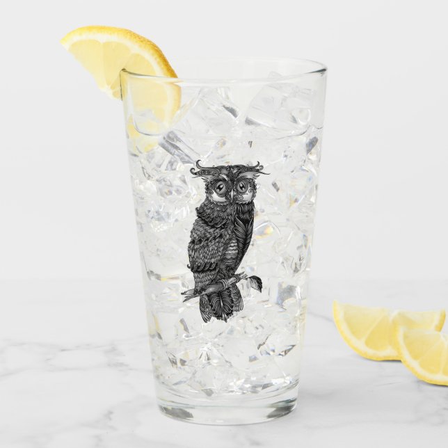 Verre Hibou gris (Devant glace)