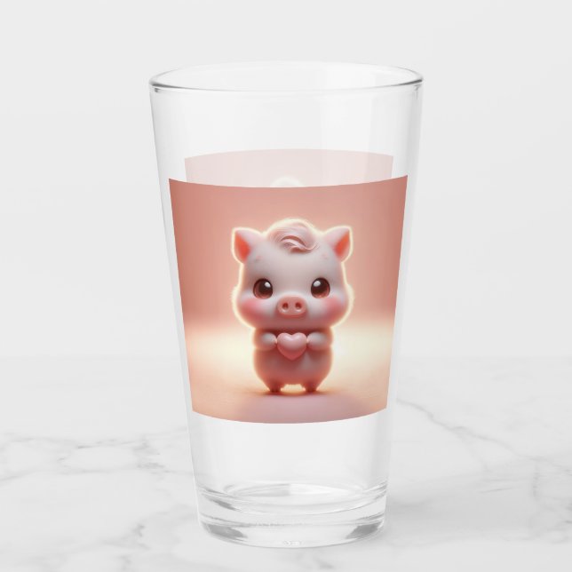 Verre Hilarié Saint Valentin Cochon 3D Regarder avant et (Devant)