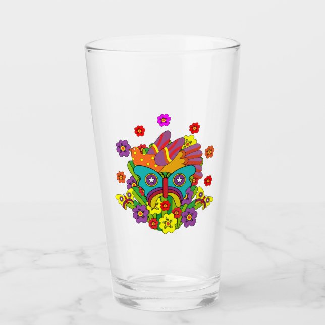 Verre Hippies - Hippy Flower Power - Hippies mignons - 1 (Devant)