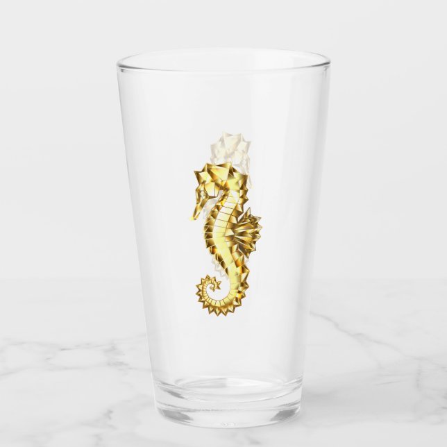 Verre Hippocampe Polygonal Or (Devant)