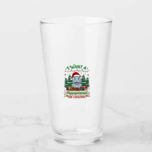 Verre Hippopotame Noël Hippo Chapeau de Père Noël Arbres