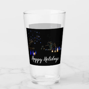 Verre Hiver Wonderland Lumières Bleu et blanc Vacances