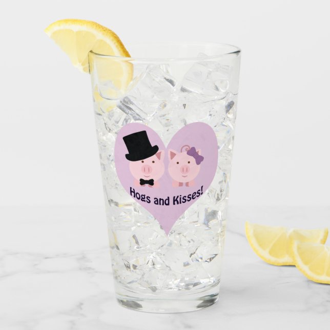 Verre Hochons et baisers mignons Couple de cochon (Devant glace)