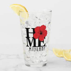 Verre HOME Mililani Red Hibiscus
