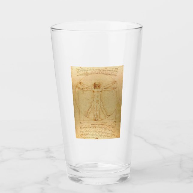 Verre Homme vitruvien par Leonardo Da Vinci (Devant)