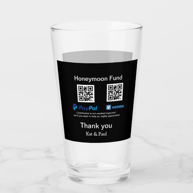 Verre Honeymoon Fund PayPal Venmo QR code Merci (Devant)