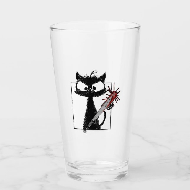Verre Horreur de baseball de chat noir Halloween (Devant)