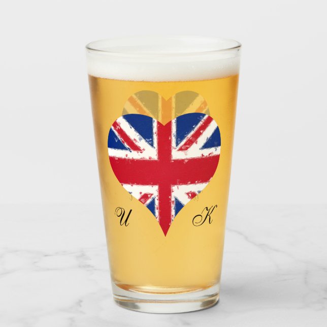 Verre I Heart England UK British Flag Pint (Devant (rempli))