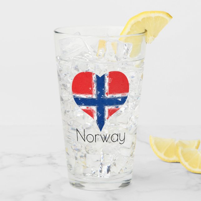 Verre I Heart Norway Grunge Norwegian Drapeau (Dos glace)