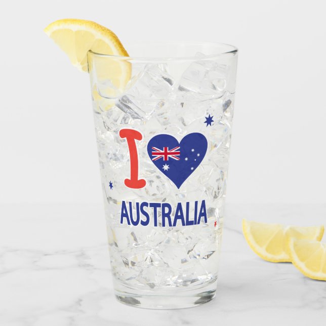 Verre "I LOVE AUSTRALIA" Australia Day 26 janvier (Devant glace)