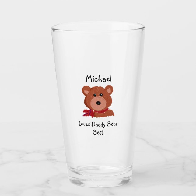 Verre I Love Daddy Bear Meilleur Personnalisé (Devant)