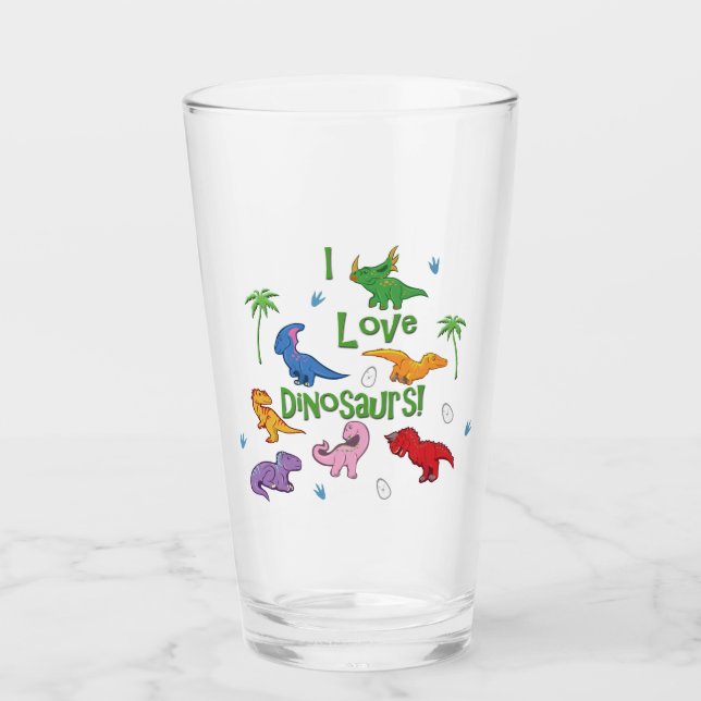Verre I Love Dinosaures (Mignonne) (Devant)