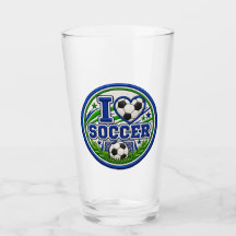 I Love Soccer Tumbler Glass | Soccer Lover Sports