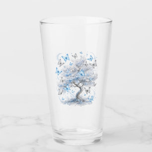 Verre Ice Blue Butterfly Tree Glass Juice Cup