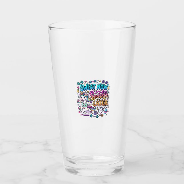Verre Idée Cadeau Licorne Transpiration Maintenant Étinc (Devant)