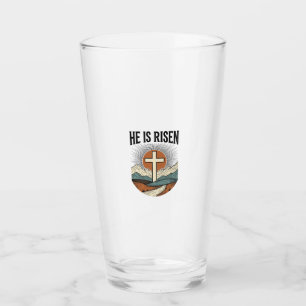 Verre Il Est Ressuscité Croix Lever de Soleil Chemise de