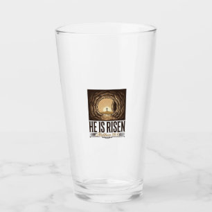 Verre Il Est Ressuscité Pâques Tombeau Croix Vintage Chr