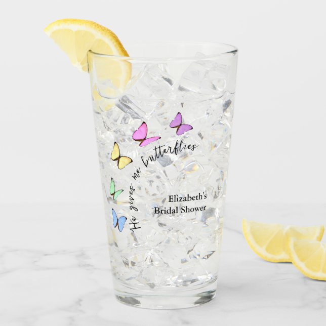 Verre Il Me Donne Fête des mariées Aux Papillons (Devant glace)