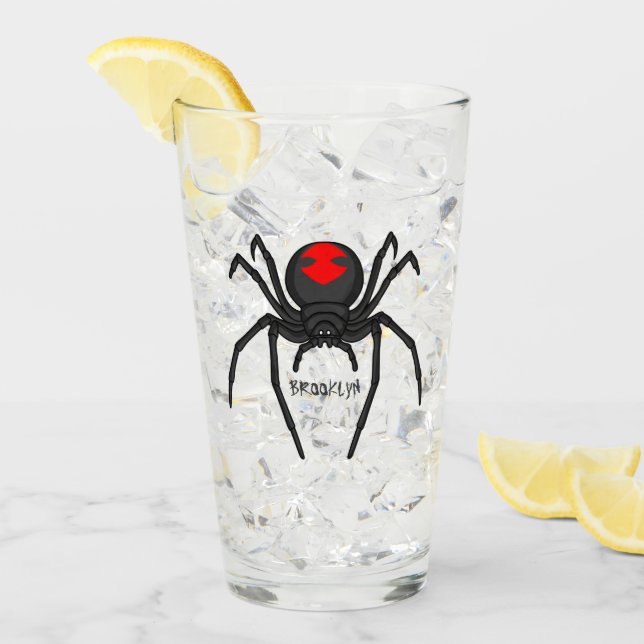 Verre Illustration d'araignée noire effrayante (Devant glace)