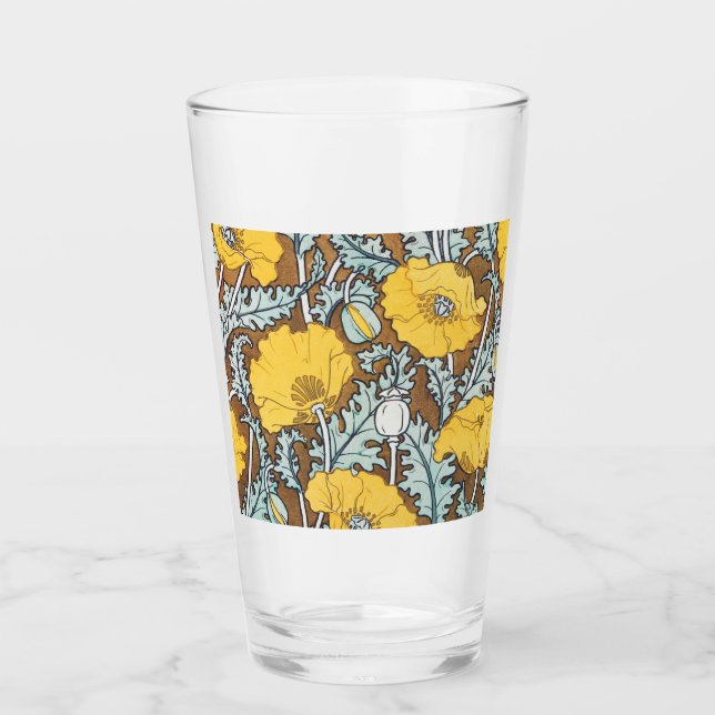 Verre illustration d'art pavot fleur jaune (Devant)