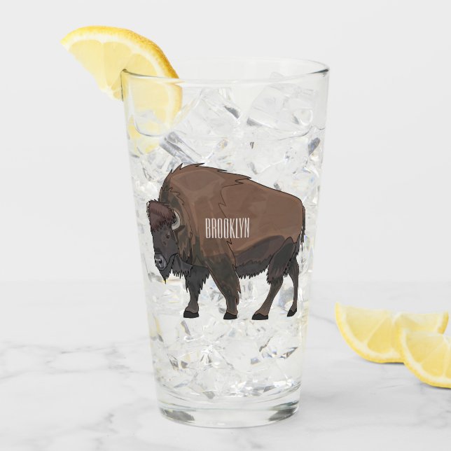 Verre Illustration de bison (Devant glace)