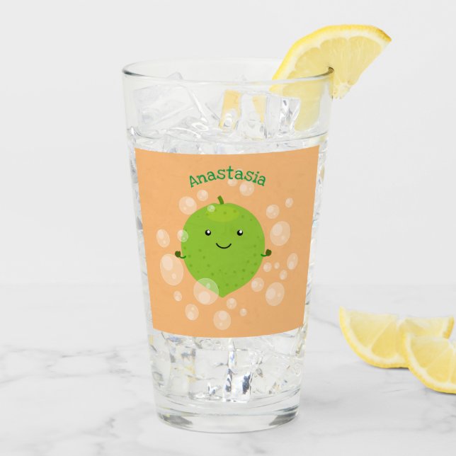 Verre Illustration de bulles de chaux vert mou (Dos glace)