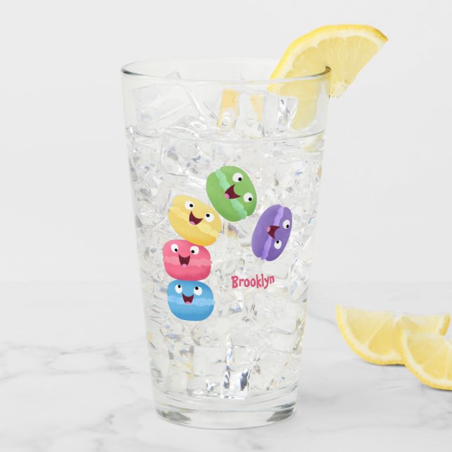 Verre Illustration de caricature de macarons marrant mig (Dos glace)