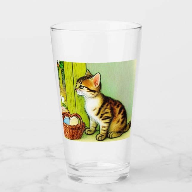 Verre Illustration de chat tigré vintage (Devant)