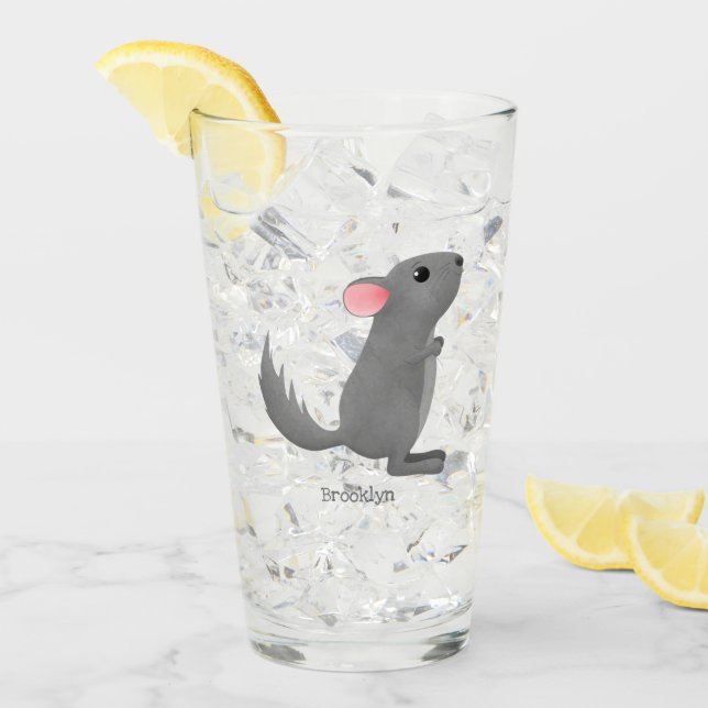 Verre Illustration de chinchilla gris mignon (Devant glace)