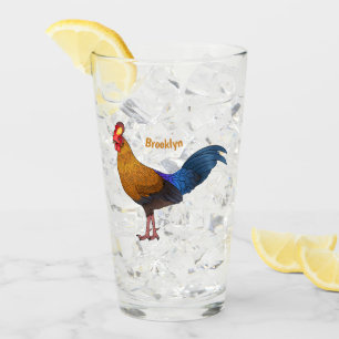Verre illustration de coq de Lafayette de dessin animé