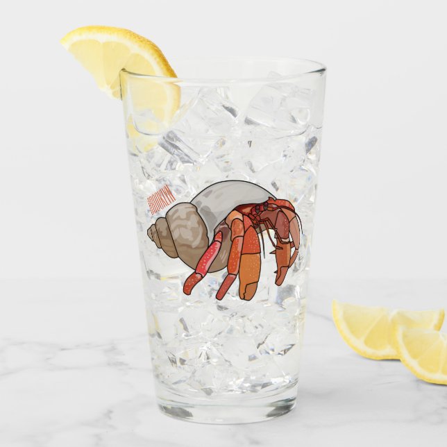 Verre Illustration de crabe ermite (Devant glace)