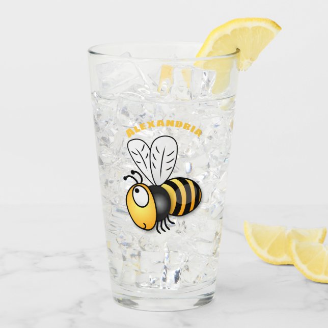 Verre Illustration de dessin animé d'abeilles joyeux (Dos glace)