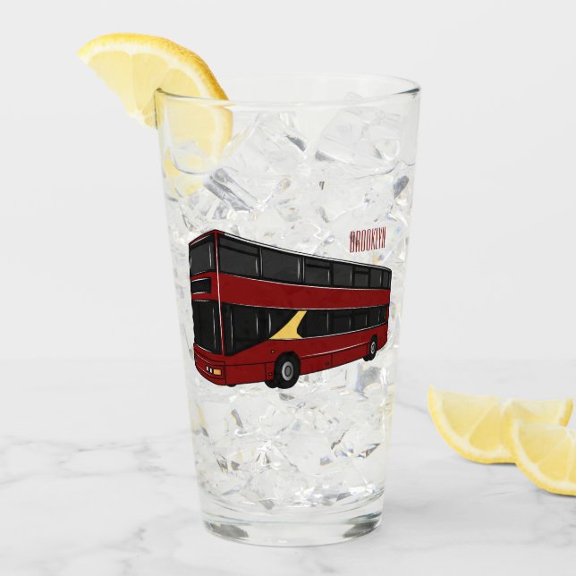 Verre Illustration de dessin animé d'autobus à impériale (Devant glace)