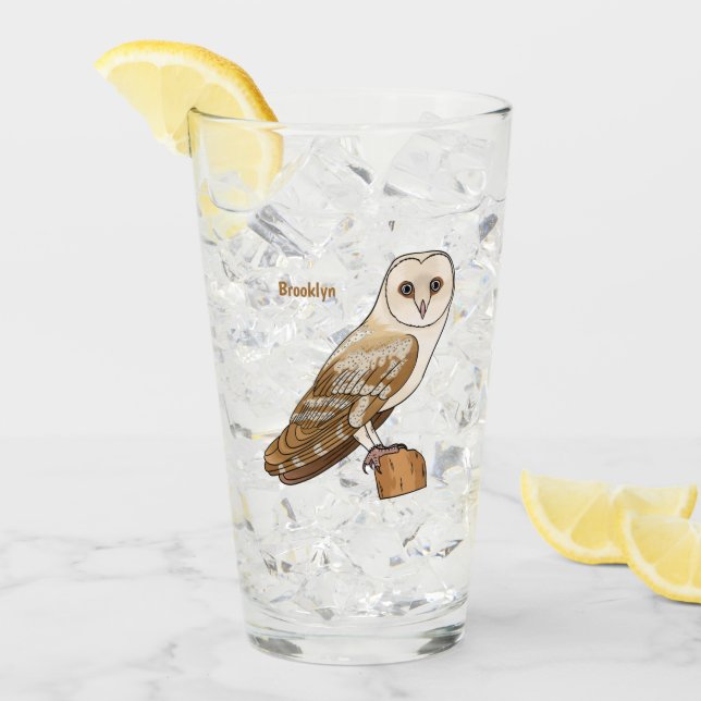 Verre Illustration de dessin animé de la chouette grange (Devant glace)