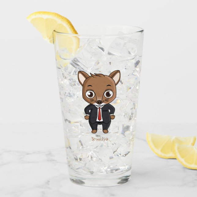Verre Illustration de dessin animé de rat mignon (Devant glace)
