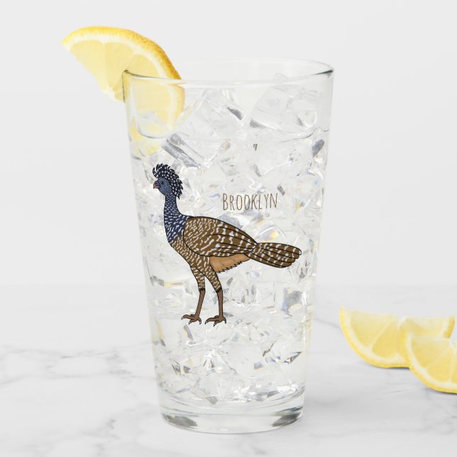 Verre Illustration de dessin animé d'oiseau grand hocco (Devant glace)