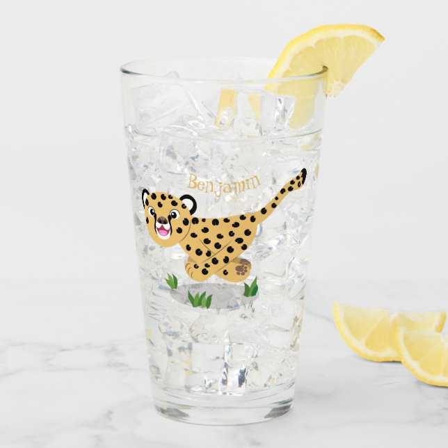 Verre Illustration de dessin animé d'un bébé guépard mig (Dos glace)