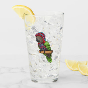 Verre Illustration de dessin animé d'un perroquet à tête