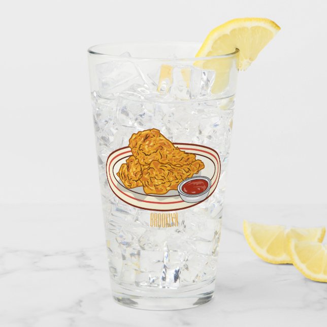 Verre Illustration de dessin animé sur le poulet frit (Dos glace)