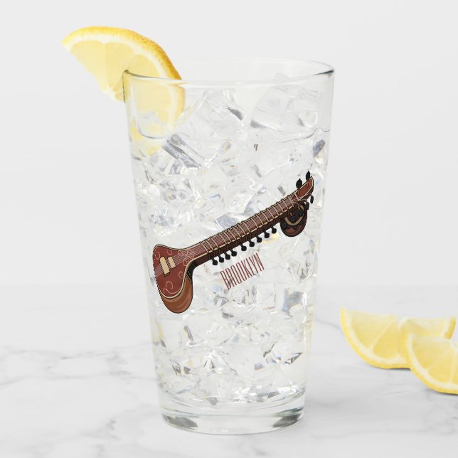 Verre Illustration de dessin de Sitar (Devant glace)