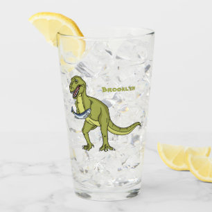 Verre Illustration de dinosaure T rex drôle