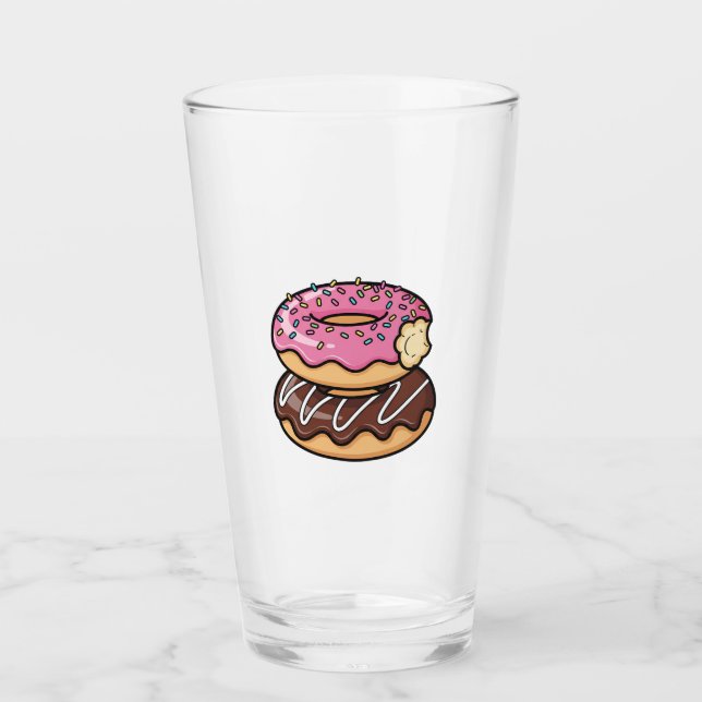 Verre Illustration de donuts kawaii empilés (Devant)