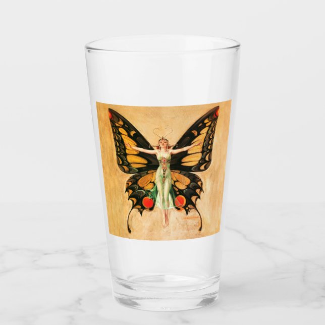 Verre Illustration de femme de Leyendecker papillon Flap (Devant)