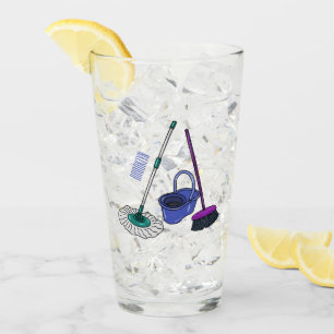 Verre Illustration de la bande dessinée Broom & mop