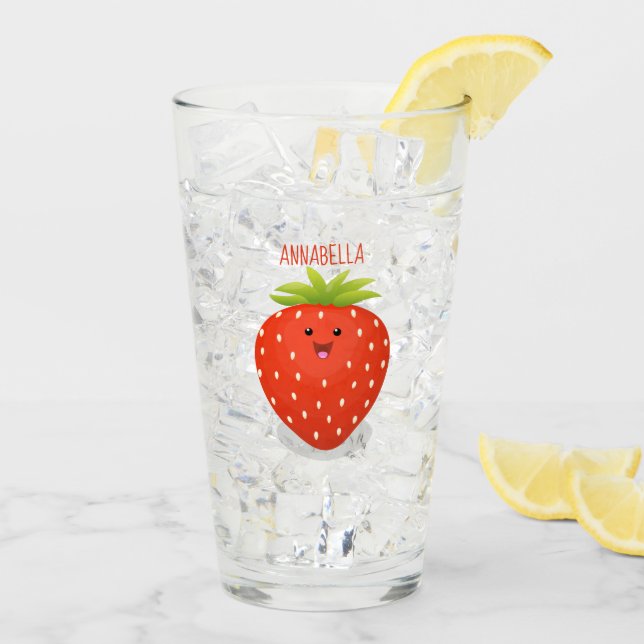Verre Illustration de la fraise Cute kawaii (Dos glace)