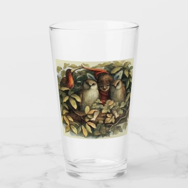 Verre Illustration de la nature des hiboux et des fées e (Devant)