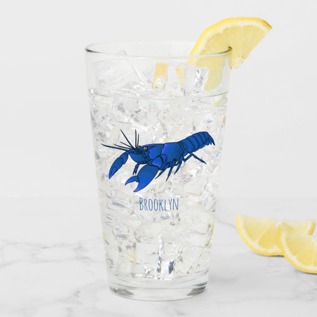 Verre Illustration de l'écrevisse marron bleu (Dos glace)
