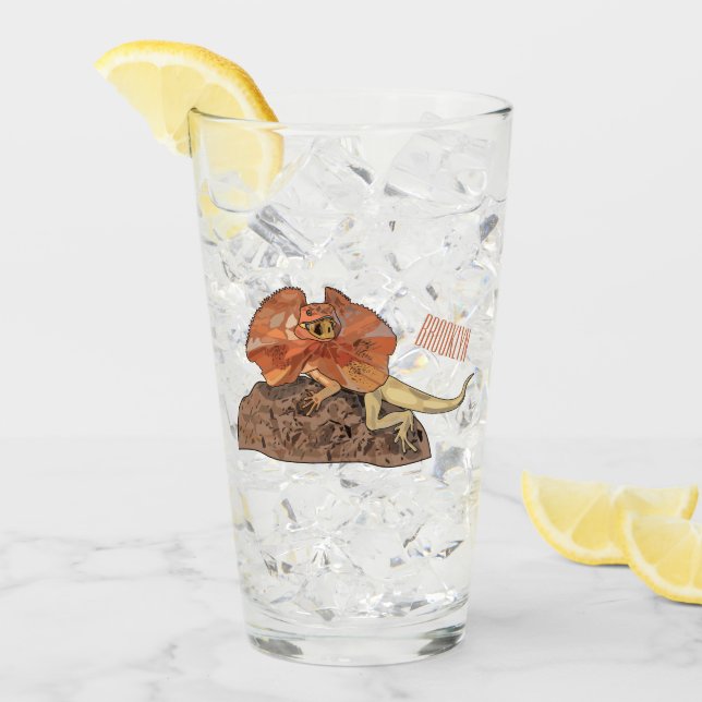 Verre Illustration de lézard à col frisé (Devant glace)